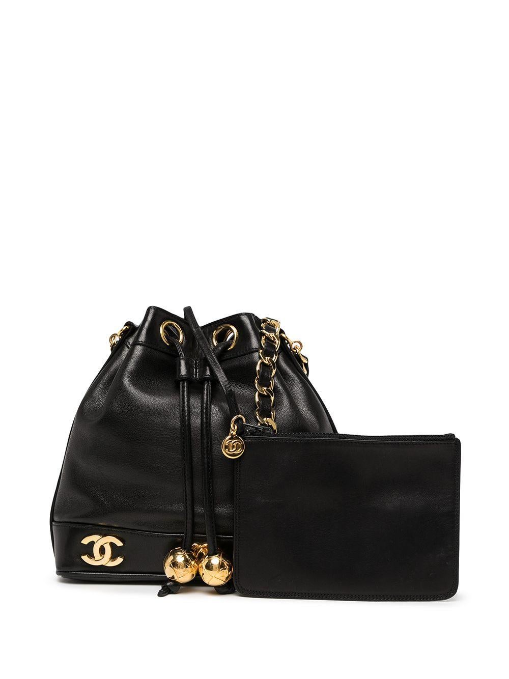 Chanel Black CC Logo Mini Multi Six Crossbody Lambskin Tote en vente 13