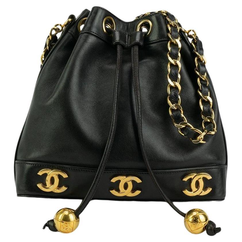 Chanel Black CC Logo Mini Multi Six Crossbody Lambskin Tote