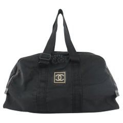 Vintage Chanel Black CC Logo Sports Boston Duffle Bag 879cas412