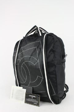 Chanel Black CC Logo Sports Lin Backpack Convertible Tote Bag 5cas928