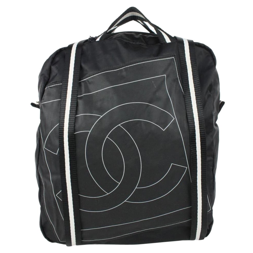 Sac fourre-tout convertible en lin avec logo CC noir 5cas928 Chanel