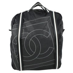 Sac fourre-tout convertible en lin avec logo CC noir 5cas928 Chanel
