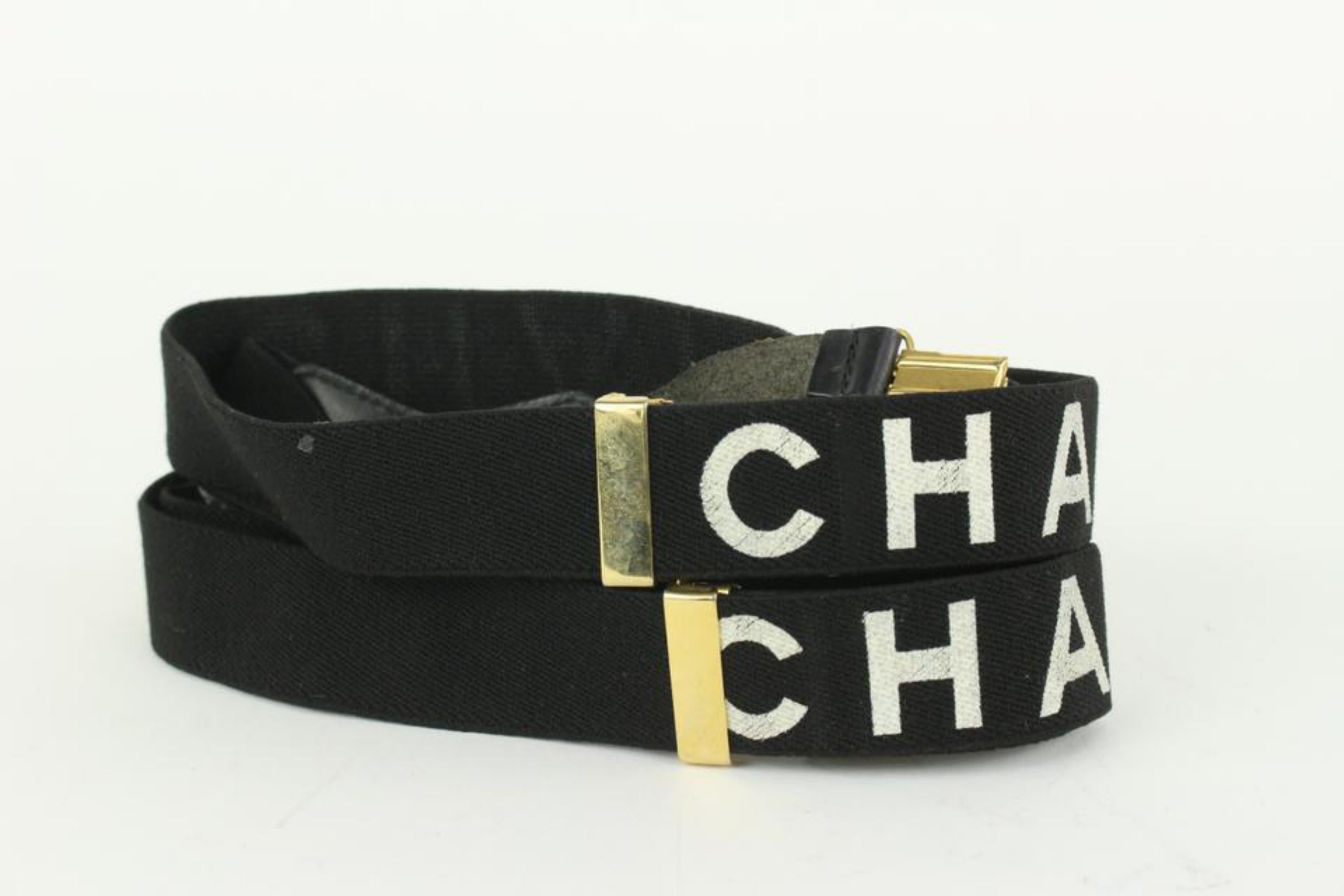 Chanel Black CC Logo Suspenders Braces 106c6 For Sale 3