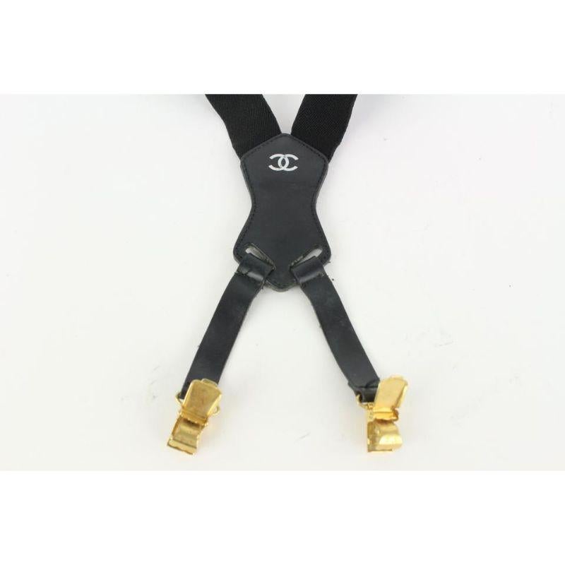 Chanel Black CC Logo Suspenders Braces 106c6 In Good Condition For Sale In Dix hills, NY