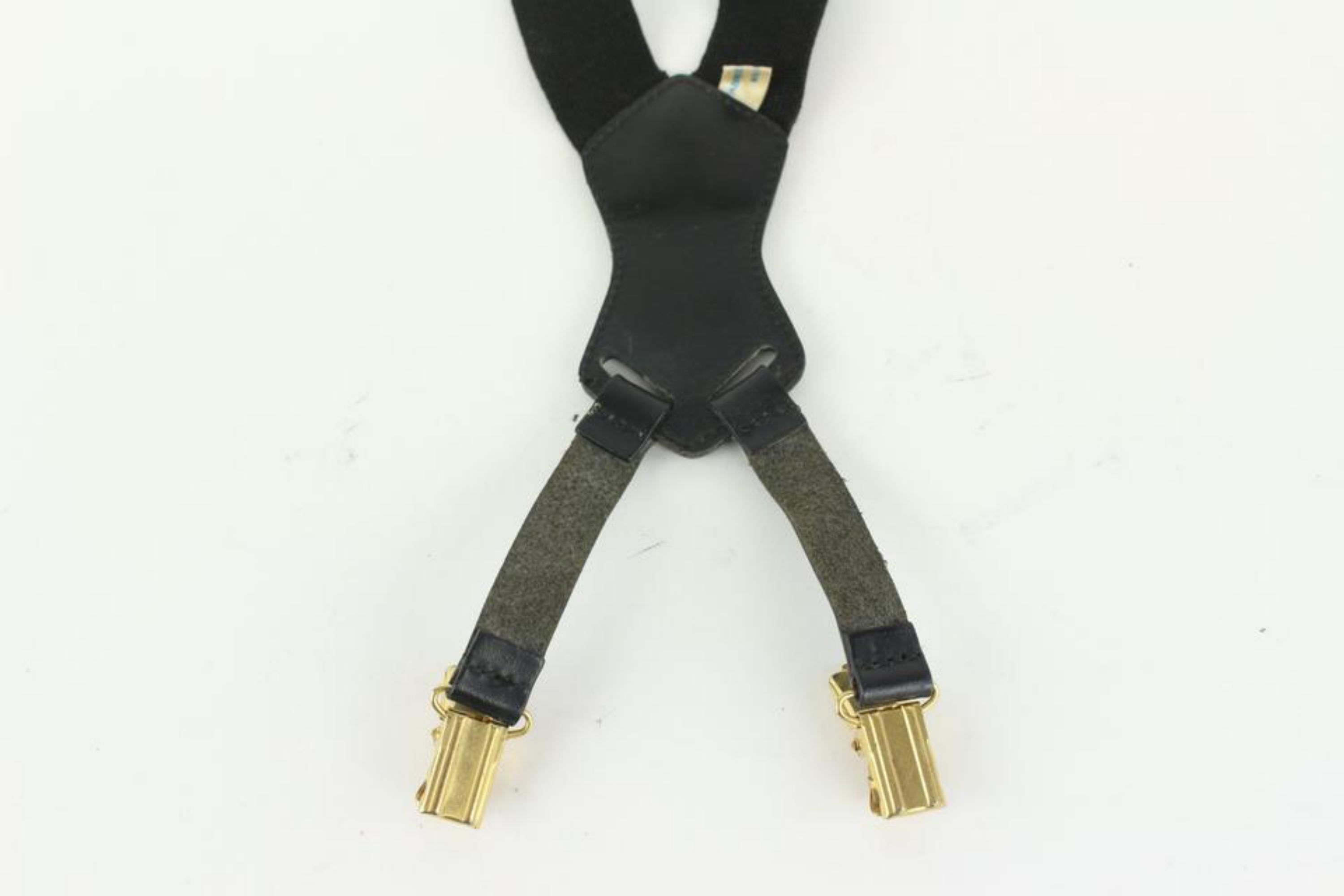 Chanel Black CC Logo Suspenders Braces 106c6 For Sale 1