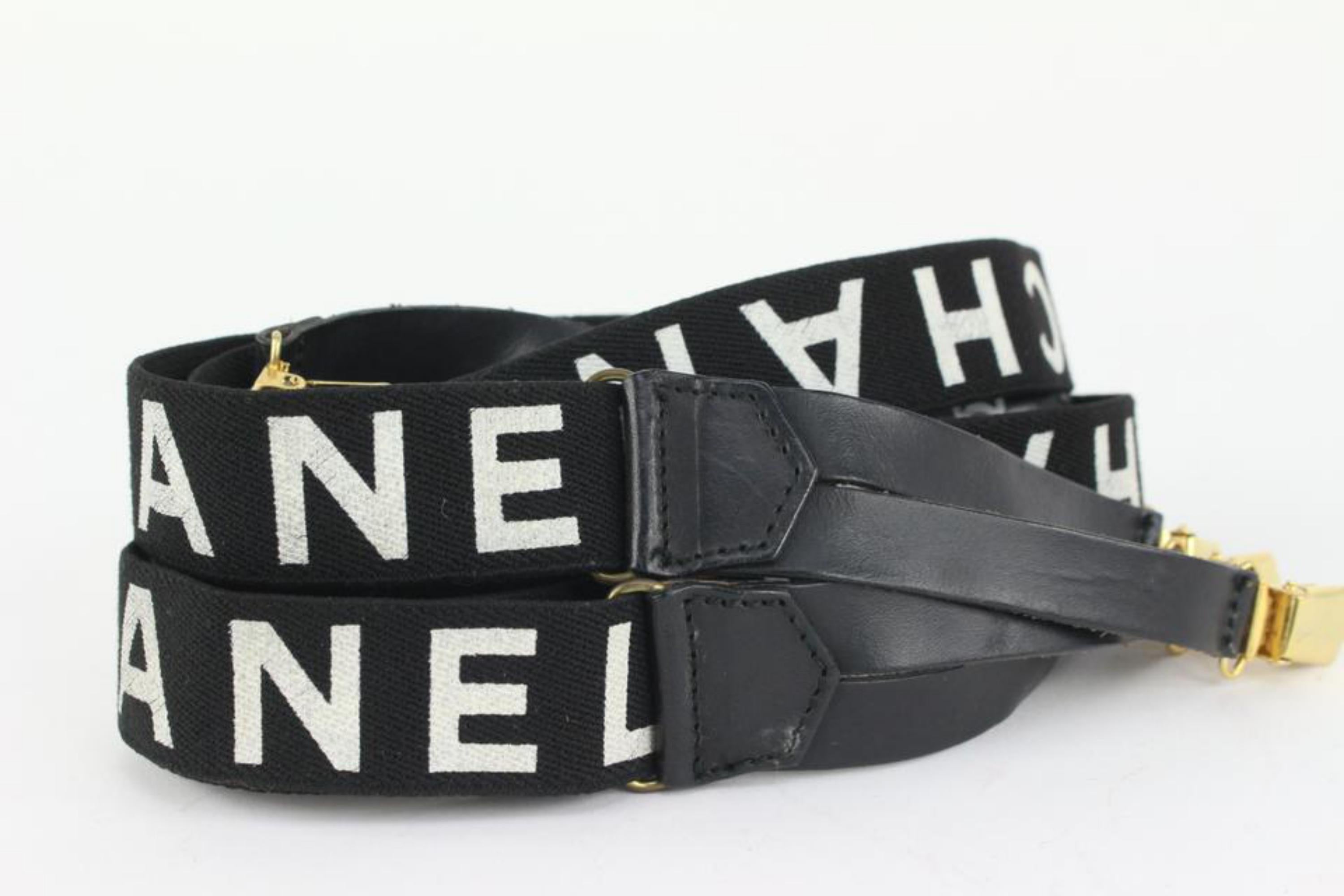 Chanel Black CC Logo Suspenders Braces 106c6 For Sale 2
