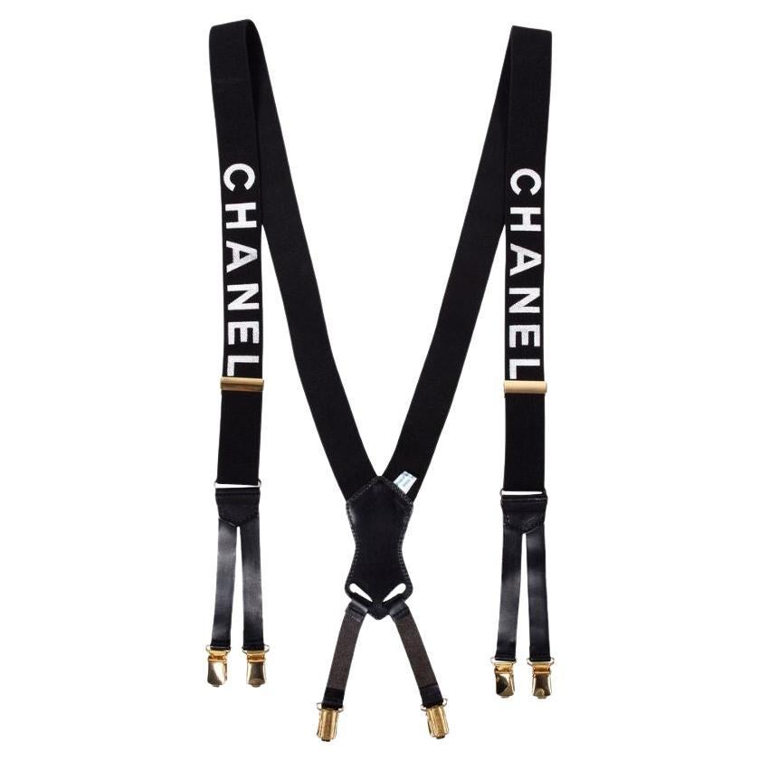 Chanel Black CC Logo Suspenders Braces 106c6 For Sale