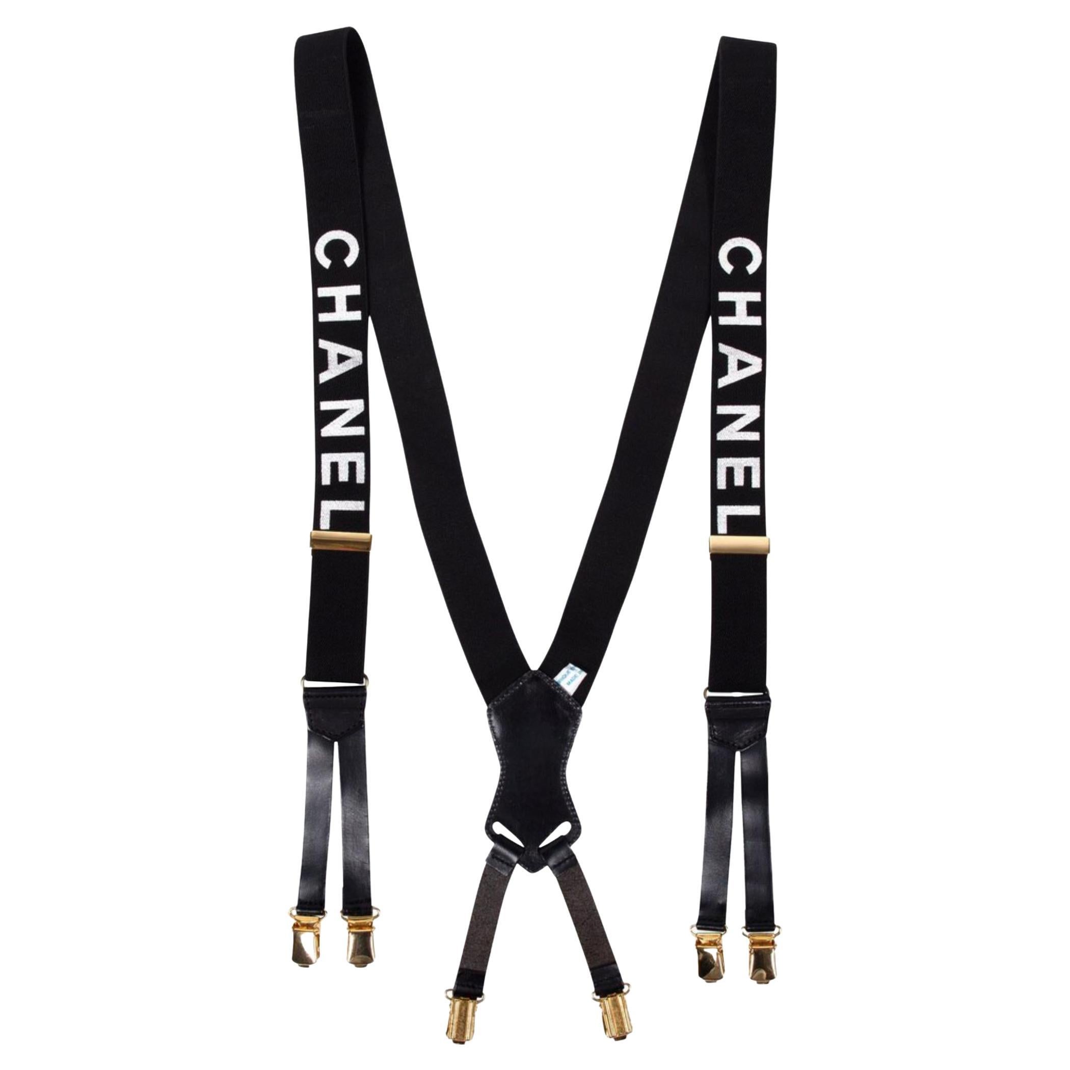 Chanel Black CC Logo Suspenders Braces 106c6 For Sale at 1stDibs | chanel  women's braces, chanel braces, chanel suspenders