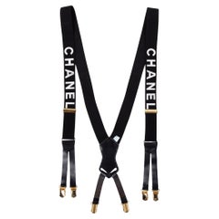 Chanel Black CC Logo Suspenders Braces 106c6