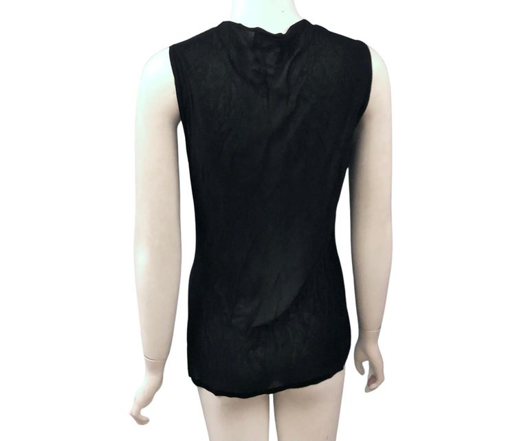 Chanel Black CC Meshed Sleeveless Top   In Excellent Condition For Sale In Sheung Wan, HK