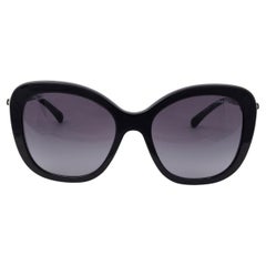 Used CHANEL black CC PEARL EMBELLISHED BUTTERFLY Sunglasses 5339H