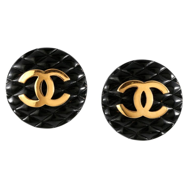 Chanel Black CC Quilted Vintage Earrings For Sale at 1stDibs | chanel  quilted earrings, chanel black earrings, chanel vintage earrings