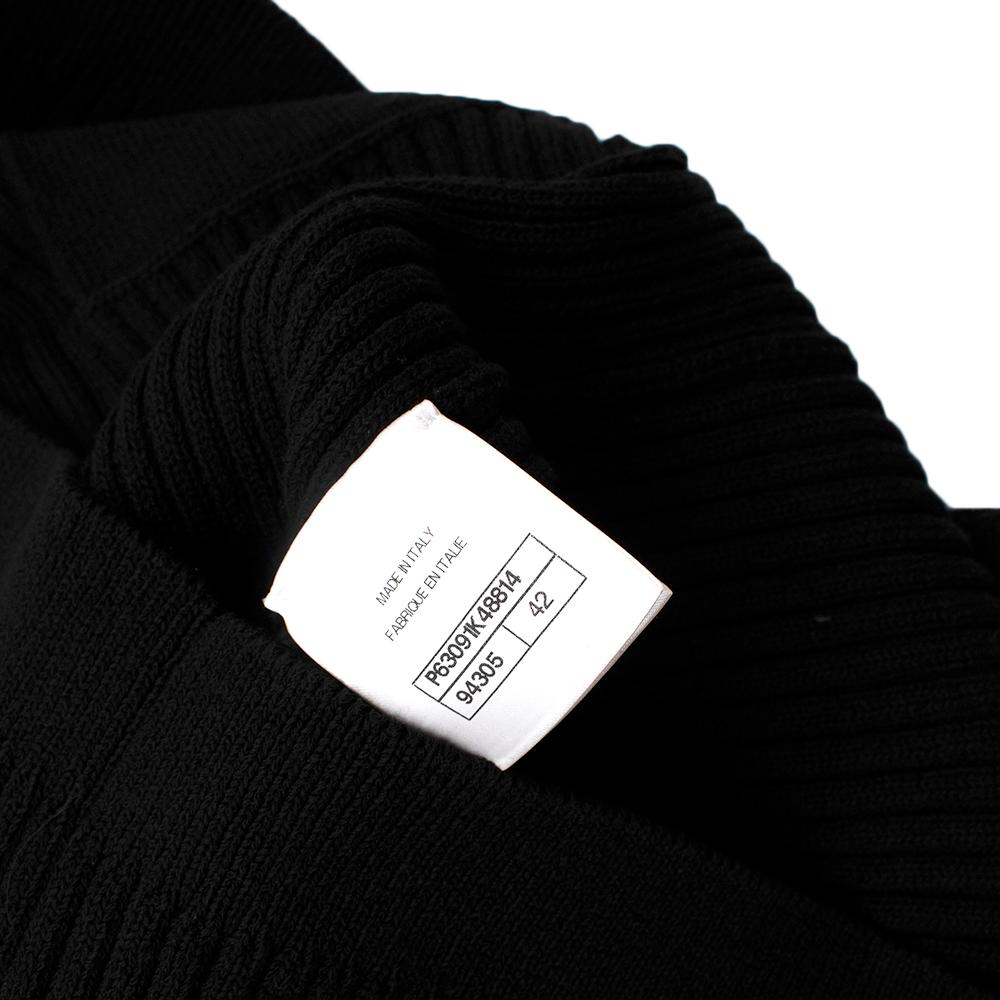 Chanel Black CC Ribbed Knit Cotton Cardigan - Size US 10 For Sale 5