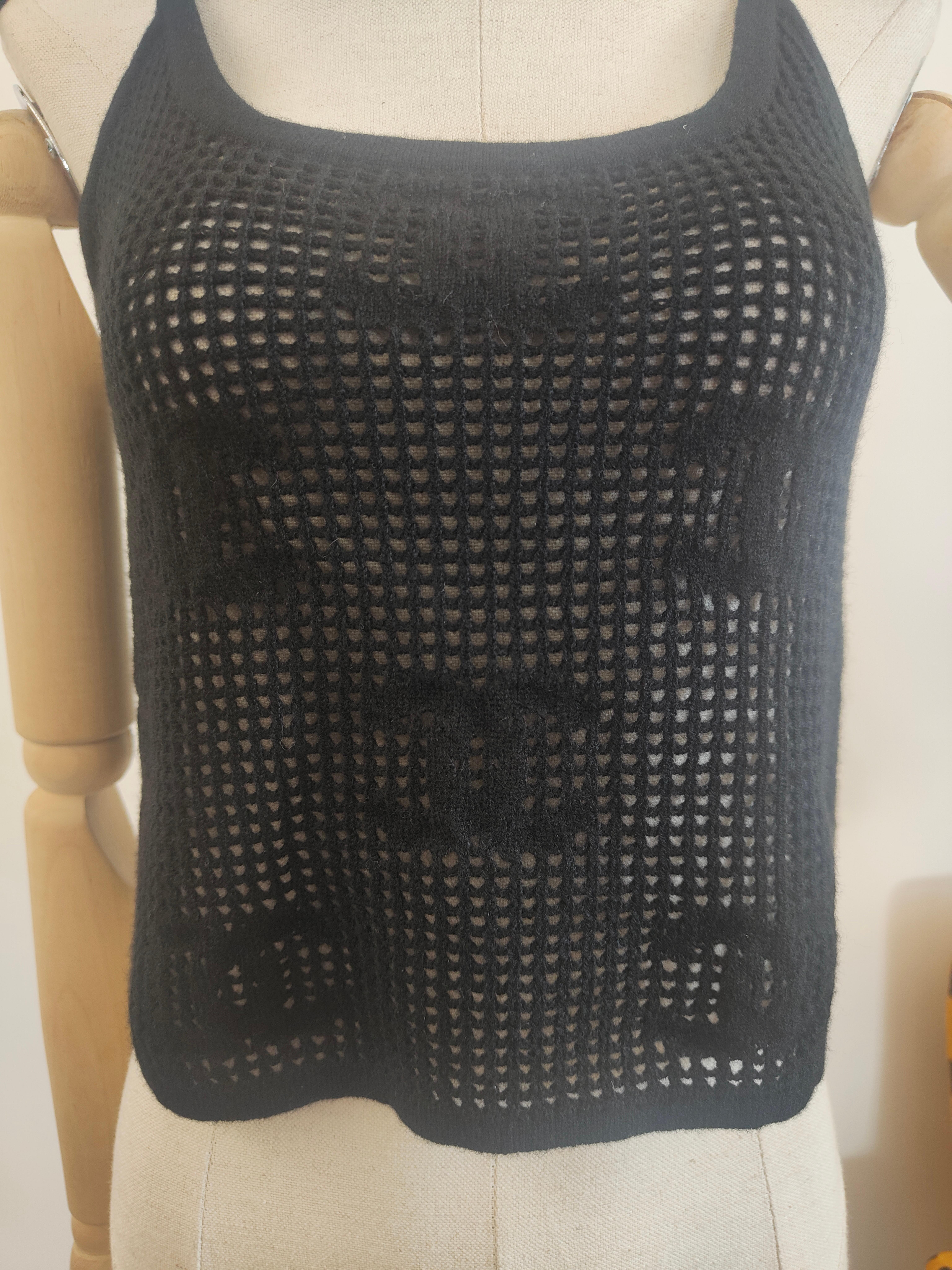 Chanel black CC See through top In Excellent Condition For Sale In Capri, IT