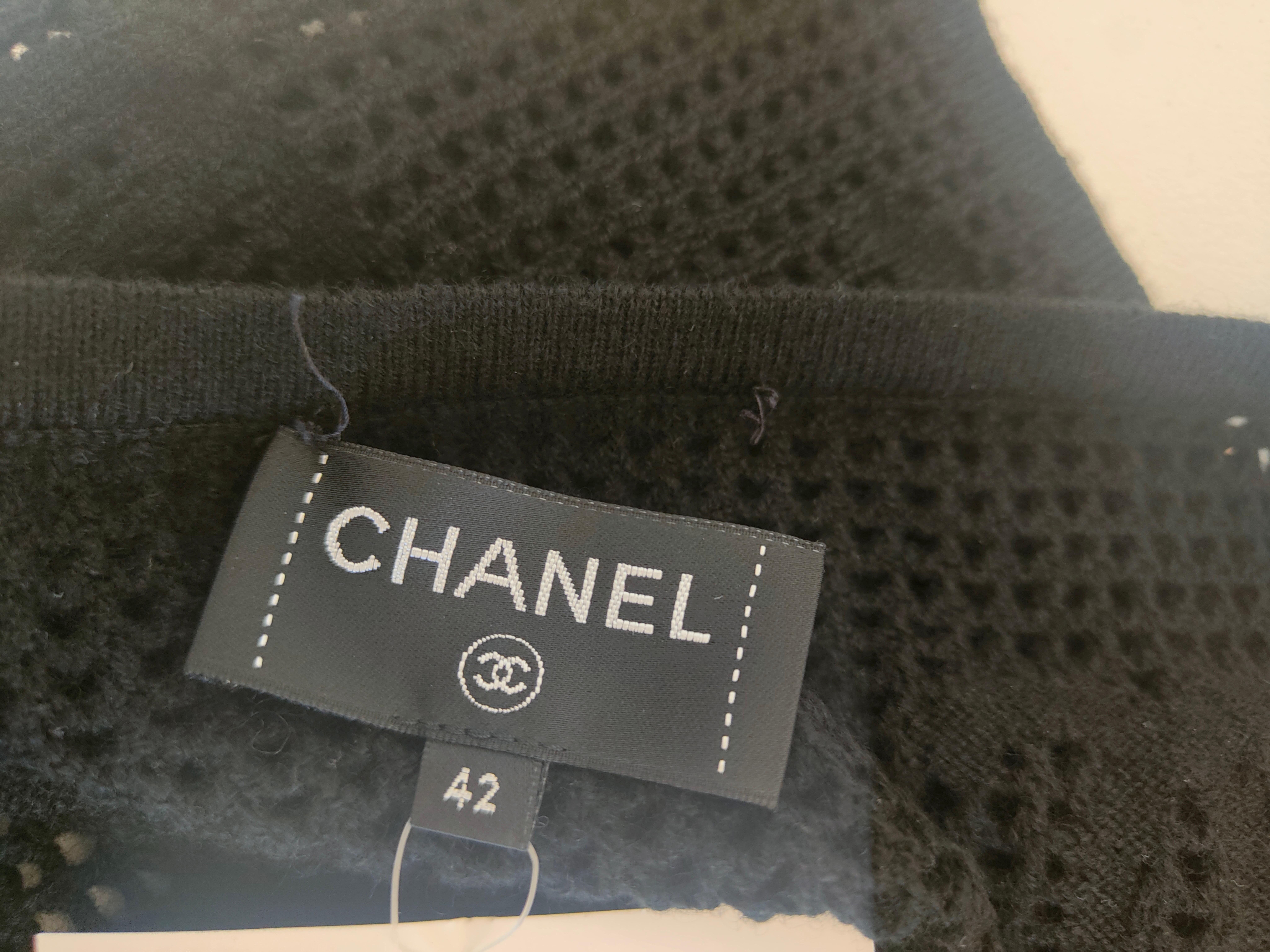 Women's Chanel black CC See through top For Sale