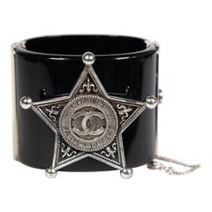Chanel Black CC Sherif Star Cuff Bracelet