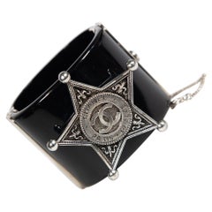 Chanel Black CC Sherif Star Cuff Bracelet