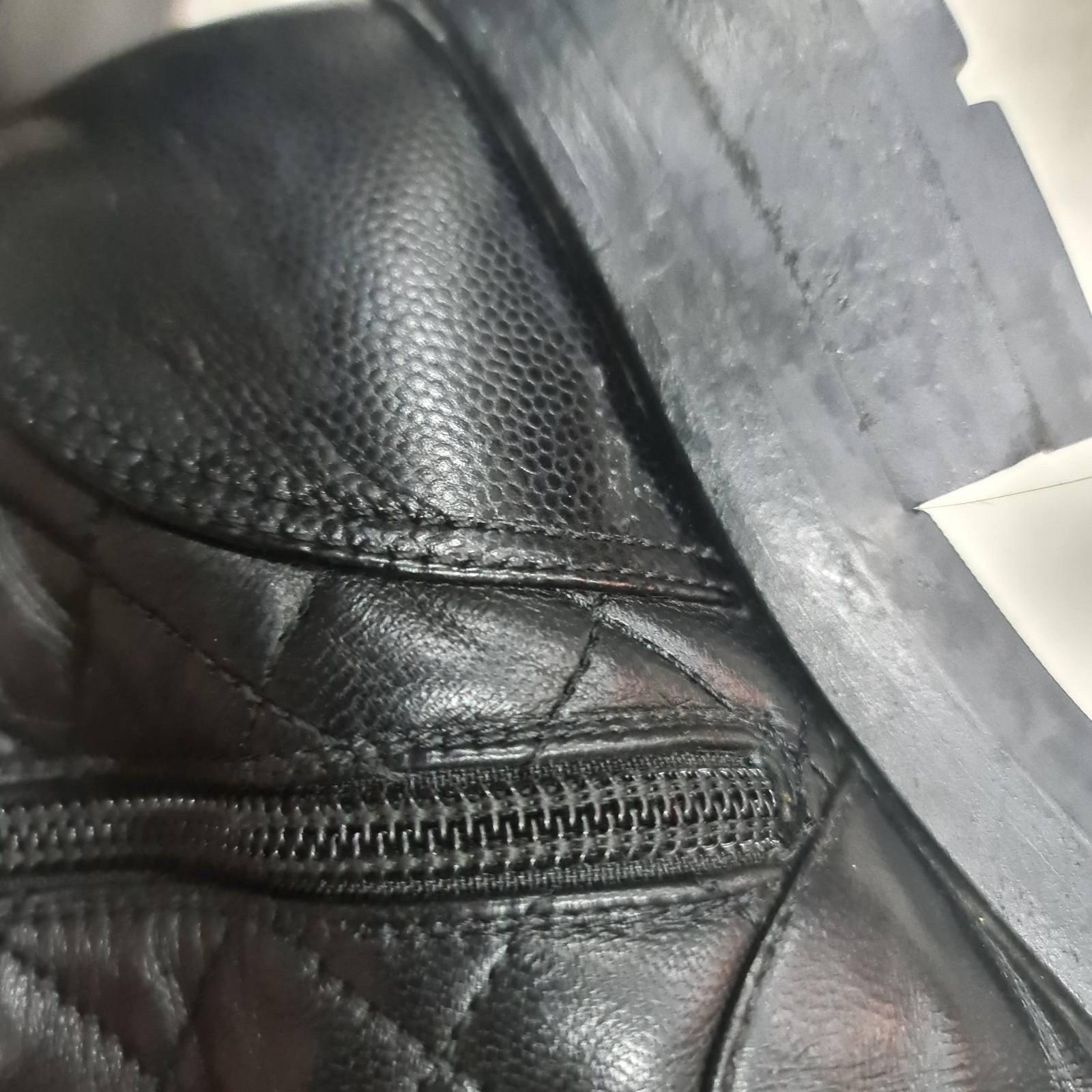 Chanel Black CC Shiny Lace Up Combat Boots 6