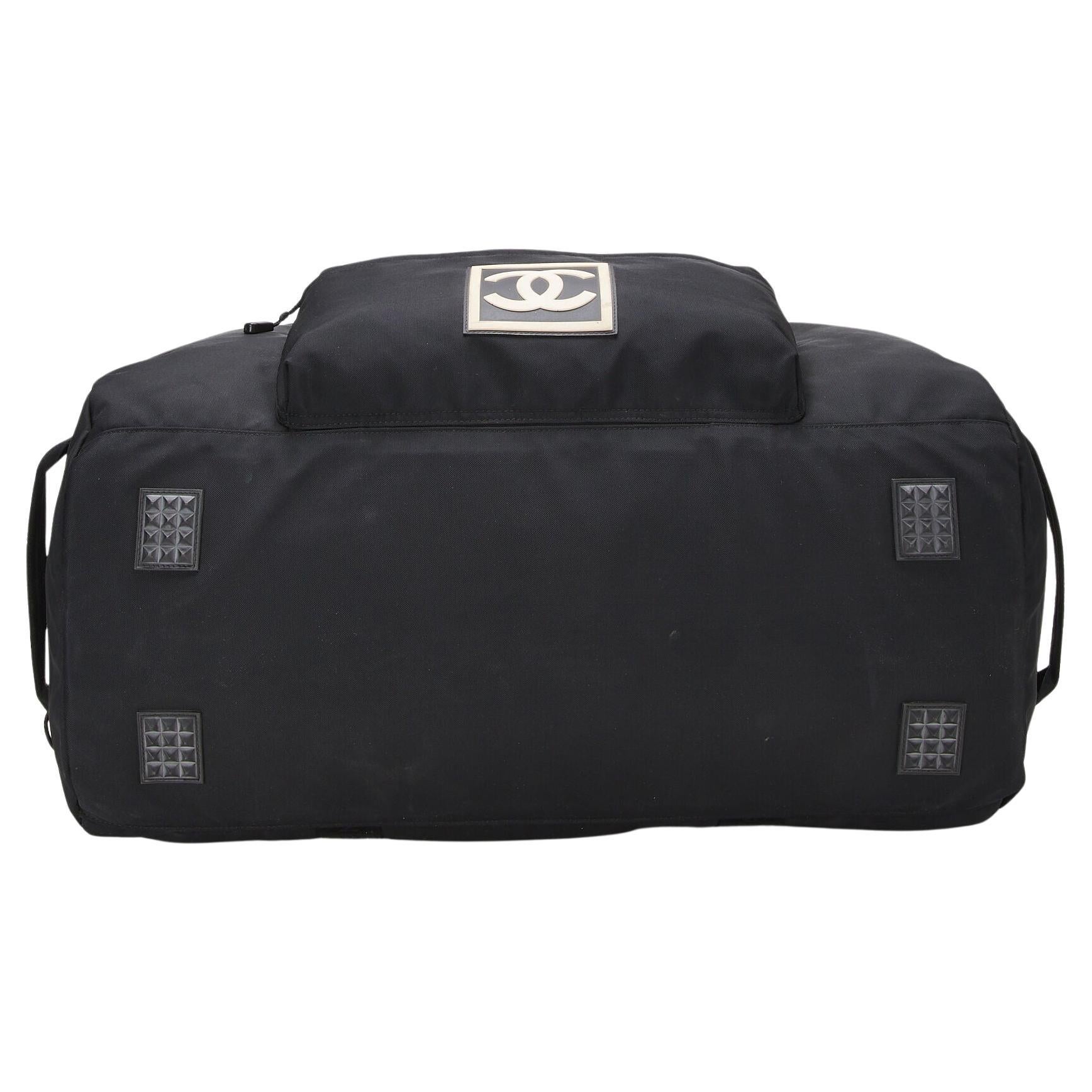 Chanel Nero CC Sport Line Vintage 2001 Duffle Travel XL Private Jet Tote in vendita 1