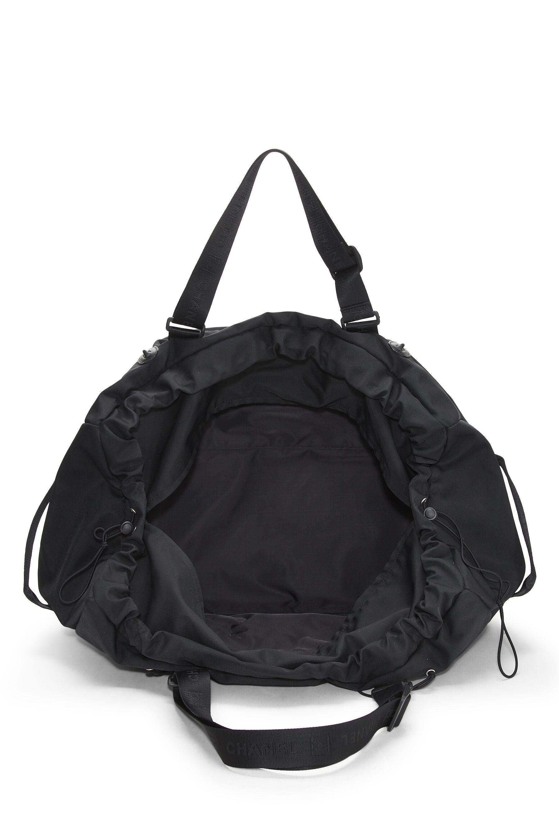 Chanel Nero CC Sport Line Vintage 2001 Duffle Travel XL Private Jet Tote in vendita 2