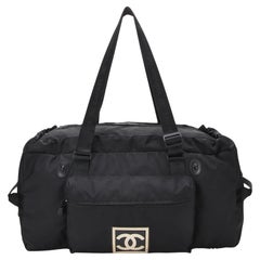 Chanel Black CC Sport Line Vintage 2001 Duffle Travel XL Private Jet Tote