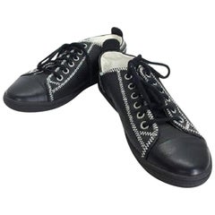 Chanel Black Cc Stitched Two-tone Sneaker 211891 Sneakers