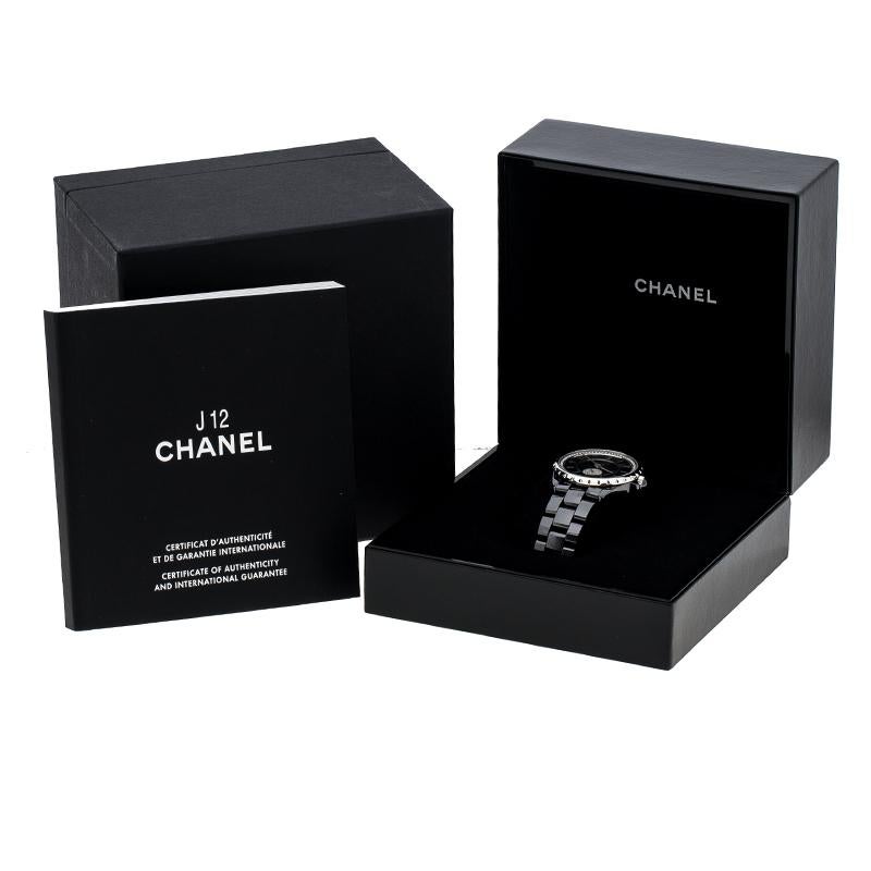 Chanel Black Ceramic and Diamonds J12-365 H3840 Women's Wristwatch 36 mm 1