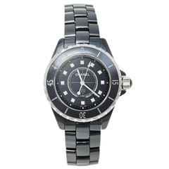 Chanel Black Ceramic and Stainless Steel J12 Women's Wristwatch 33 mm