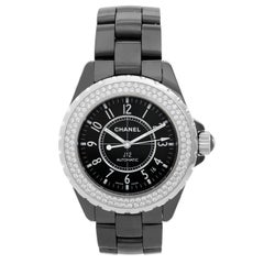 Chanel Black Ceramic Diamond J12 Collection Automatic Wristwatch Ref H0969