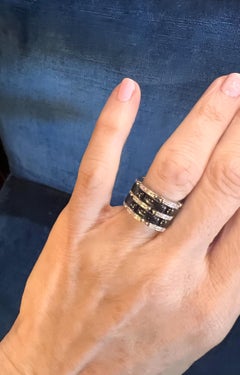 Chanel Black Ceramic Diamond Ultra Wide Band Ring