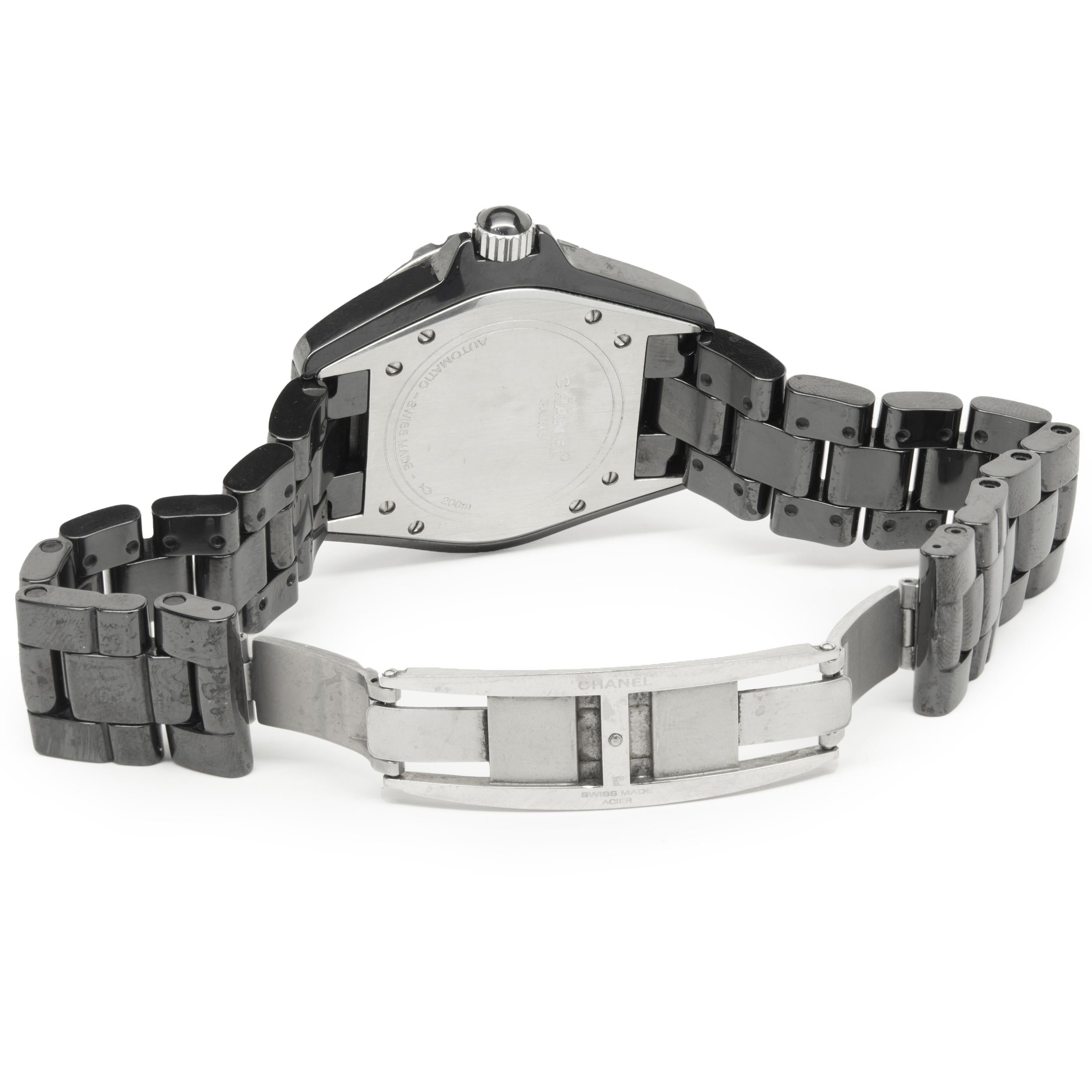 Chanel Céramique noire J12 cadran diamant Excellent état à Scottsdale, AZ
