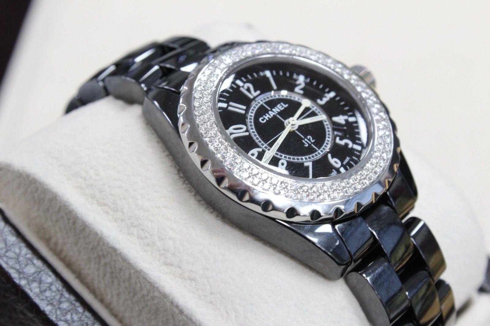 Chanel 

Style Number: H0949 

Model: J12

Case: Black Ceramic

Band: Black Ceramic 

Bezel: Original Diamond Bezel 

Dial: Black

Face: Sapphire Crystal 

Case Size: 33mm

Includes: 

-Elegant Watch Box

-Certified Appraisal 

-6 Month Warranty