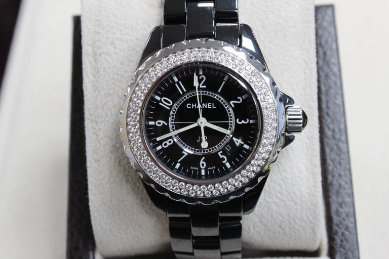 Chanel Black Ceramic J12 H0949 Original Diamond Bezel at  display picture 3