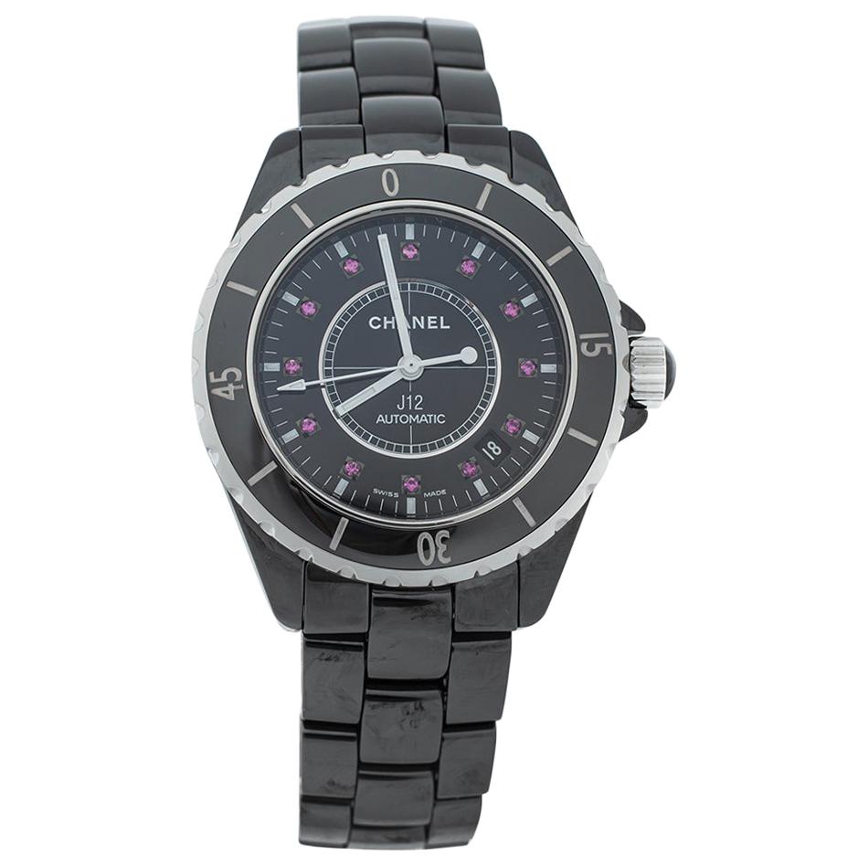 Chanel Black Ceramic Ruby J12 Automatic Women's Wristwatch 38 mm