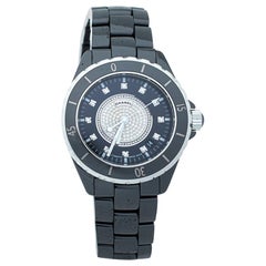 Chanel Black Ceramic Stainless Steel Diamond Ceramic J12 H1757 38 mm