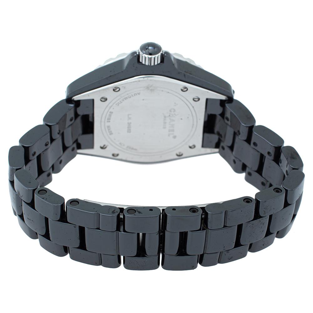 Chanel Black Ceramic Stainless Steel Diamond Ceramic J12 H1757 Unisex Wristwatch In Good Condition In Dubai, Al Qouz 2