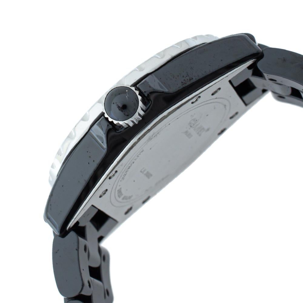 Chanel Black Ceramic Stainless Steel Diamond Ceramic J12 H1757 Unisex Wristwatch 1