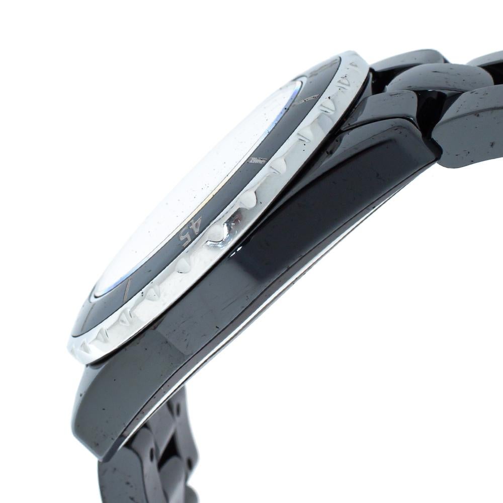 Chanel Black Ceramic Stainless Steel Diamond Ceramic J12 H1757 Unisex Wristwatch 2