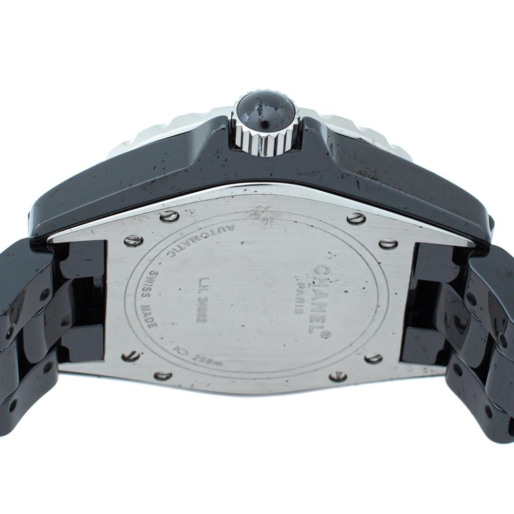 Chanel Black Ceramic Stainless Steel Diamond Ceramic J12 H1757 Unisex Wristwatch 3