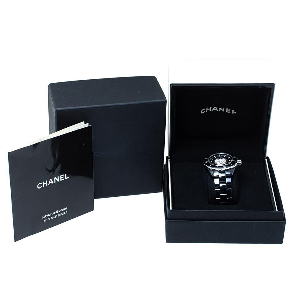 Chanel Black Ceramic Stainless Steel Diamond Ceramic J12 H1757 Unisex Wristwatch 4