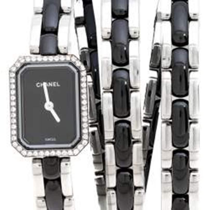 Chanel Black Ceramic Stainless Steel Diamond Premiere Women's Wristwatch 15 mm In Good Condition In Dubai, Al Qouz 2
