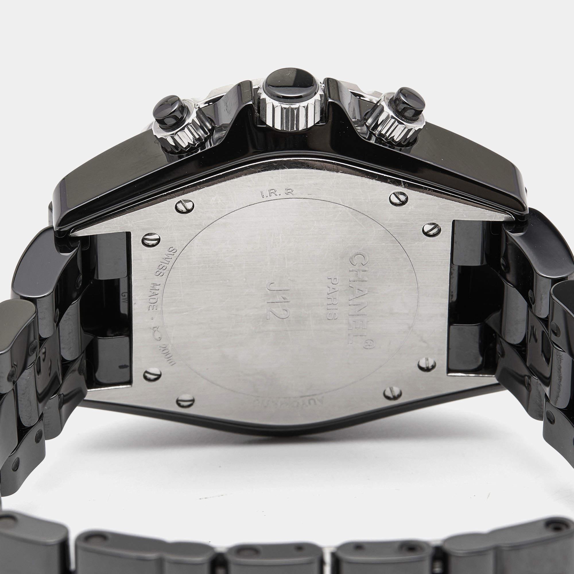 Chanel Black Ceramic Stainless Steel J12 H0940 Men's Wristwatch 41 mm 3