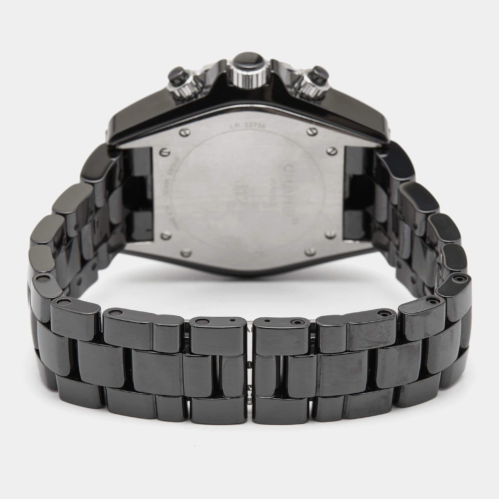 Chanel Black Ceramic Stainless Steel J12 H0940 Men's Wristwatch 41 mm 4