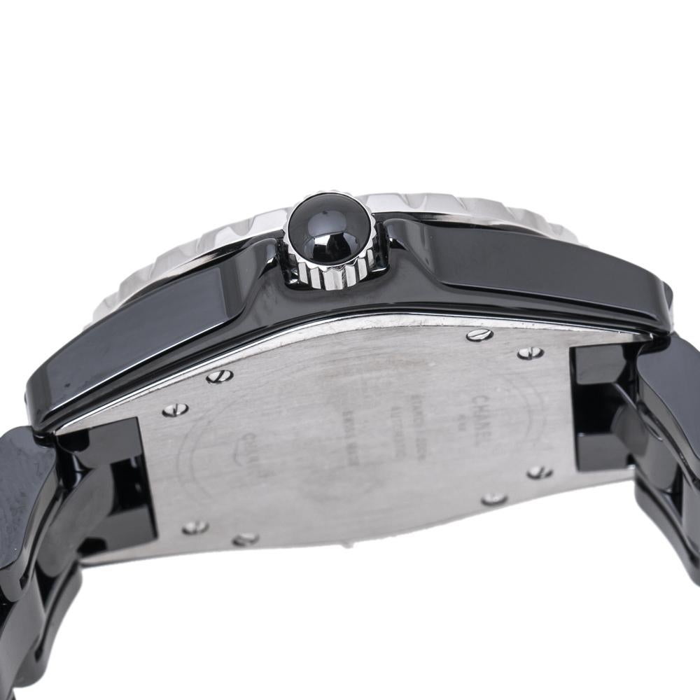 Chanel Black Ceramic Stainless Steel J12 Women's Wristwatch 39 mm 2