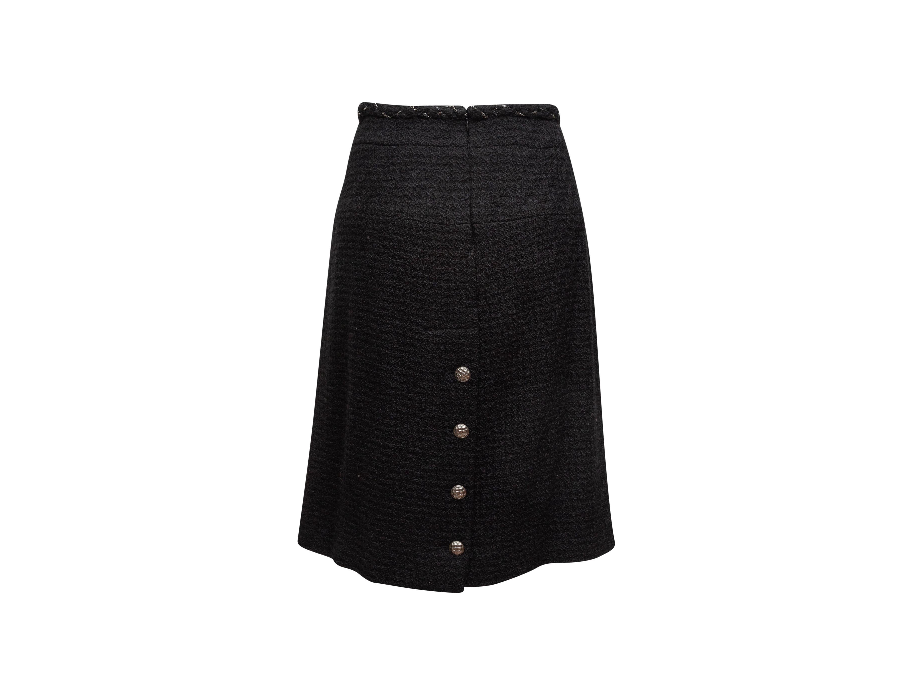Chanel Black Chain-Accented Knee-Length Skirt In Good Condition In New York, NY