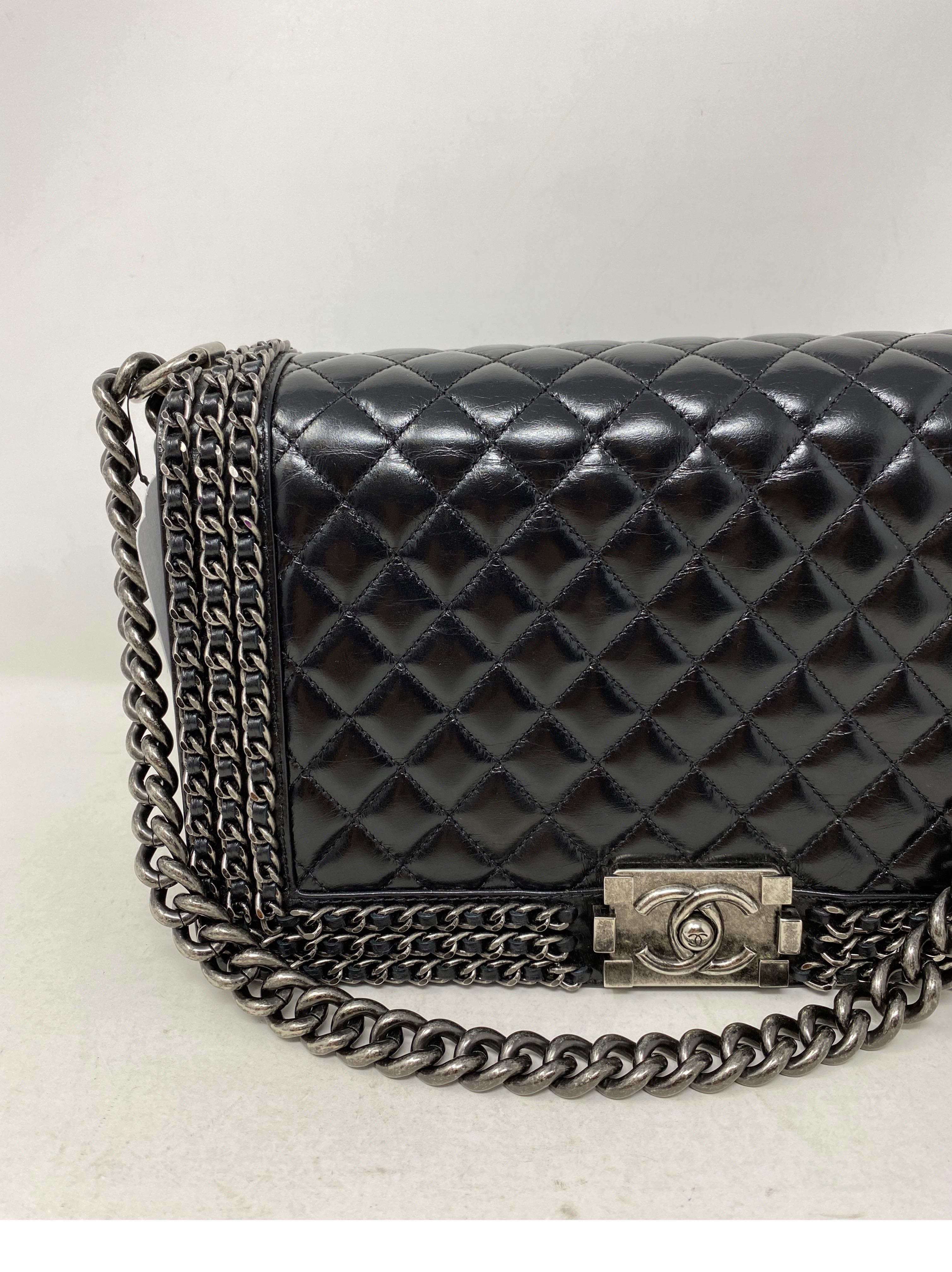 Women's or Men's Chanel Black Chain Around Boy Bag