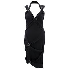 Chanel Black Chain Buckle Detailed V-neck Dress FR 38