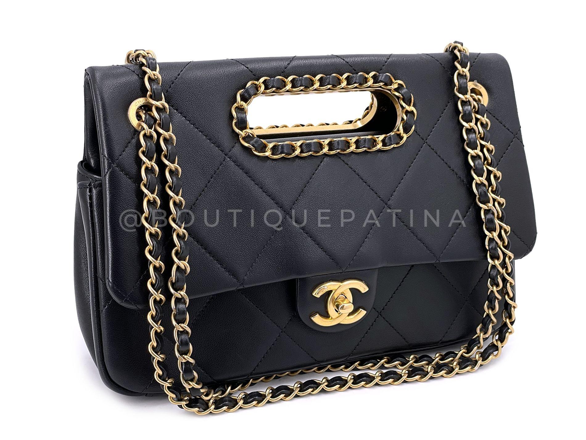 Store item: 68023
Released in 2019, Chanel Black Chain Handle A Real Catch Flap Bag GHW  is a very popular, chic and trendy piece that can be carried both on the shoulder (two ways - long and short chain) and also with a chain cutout handle.

Shaped