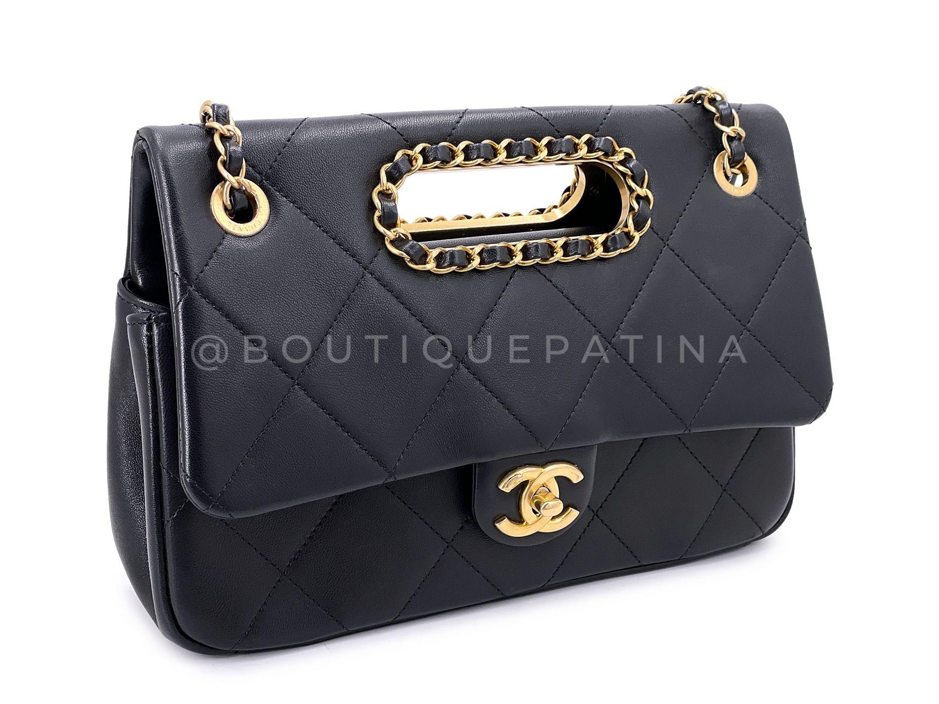 Chanel Black Chain Handle A Real Catch Flap Bag GHW  68023 In Excellent Condition For Sale In Costa Mesa, CA