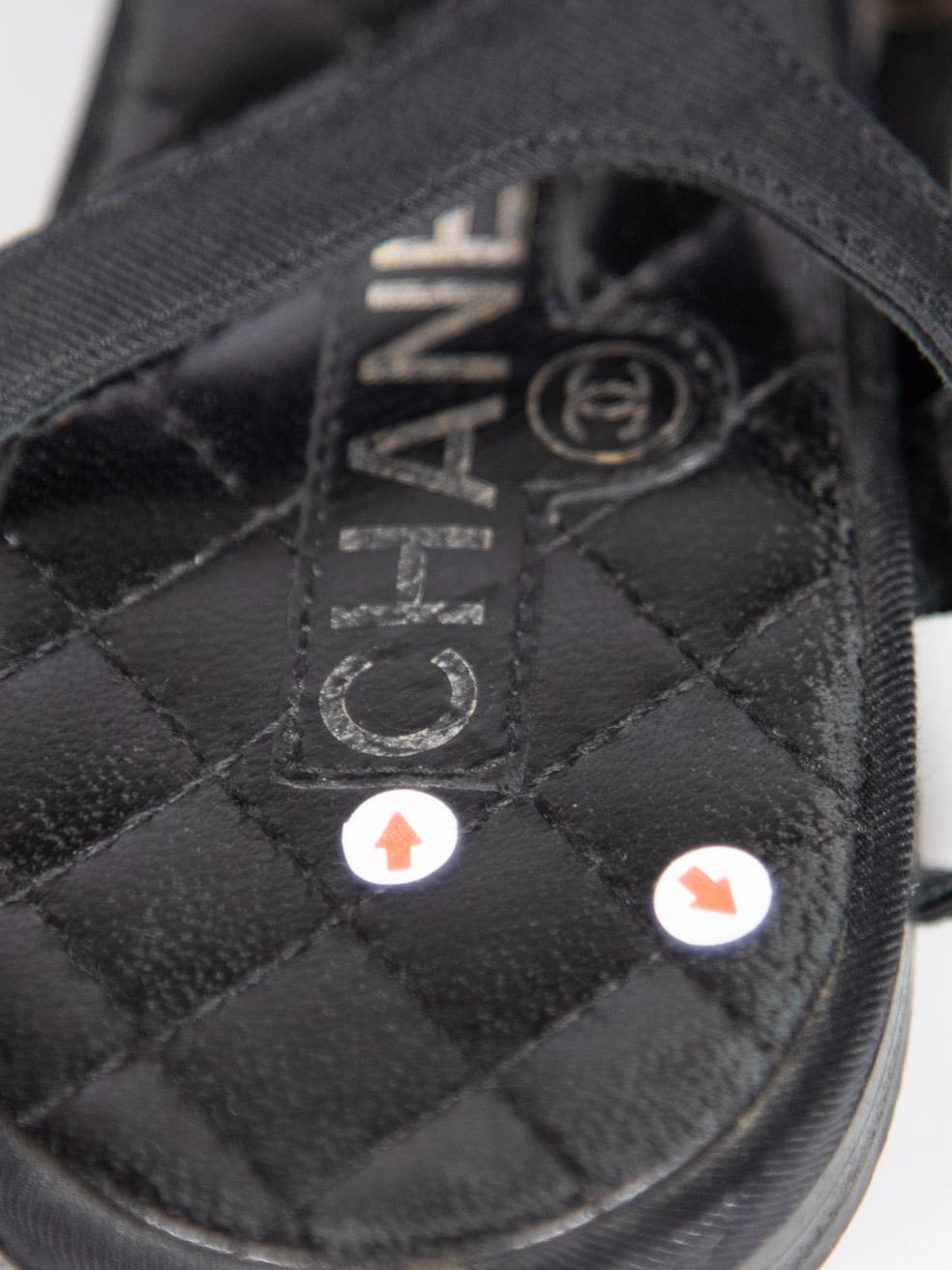 Chanel Black Chain Logo Detail Thong Sandals Size IT 39 6